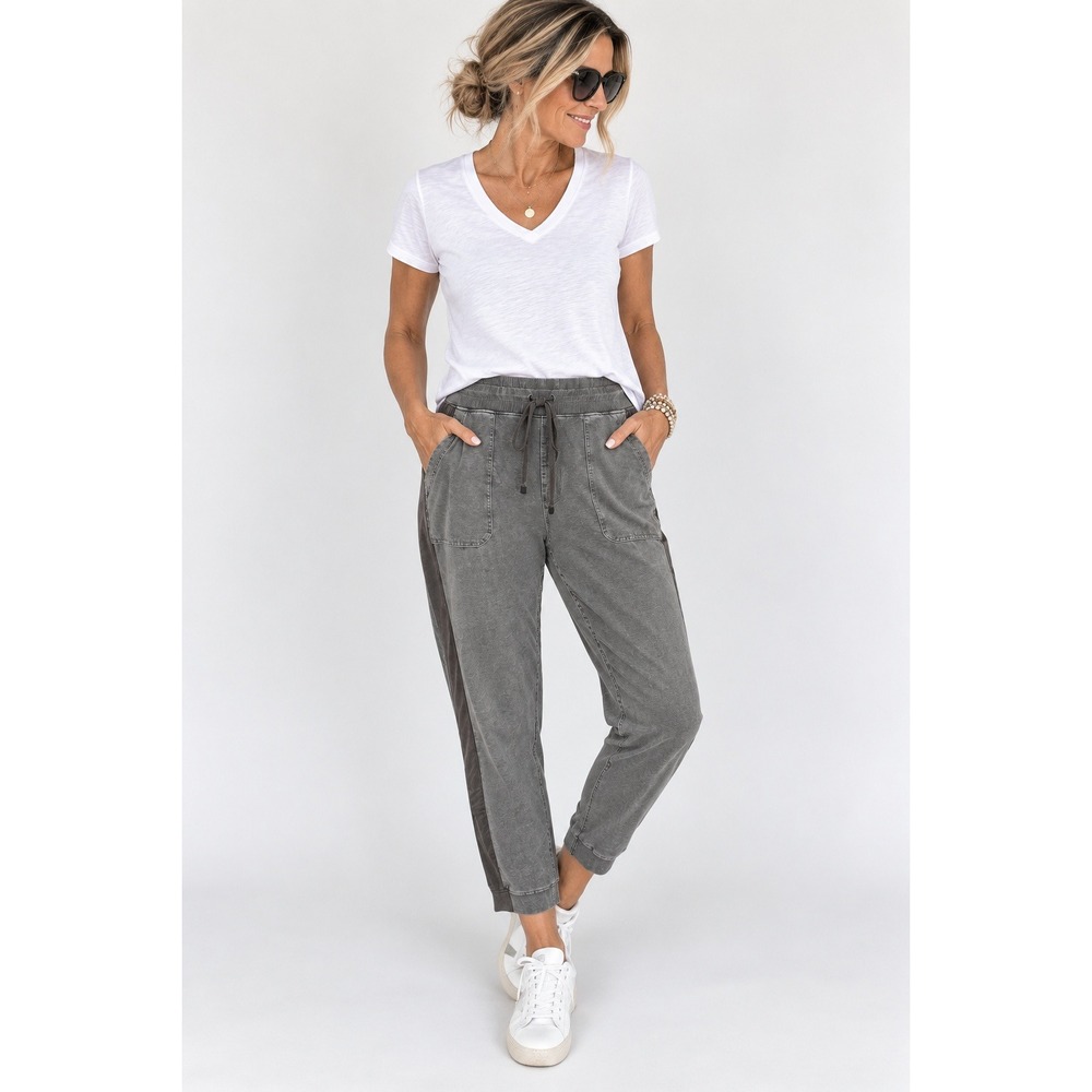 Chicos Zenergy Pants Sz 2 Olive Green Modal Cotton Drawstring Jogger Athleisure